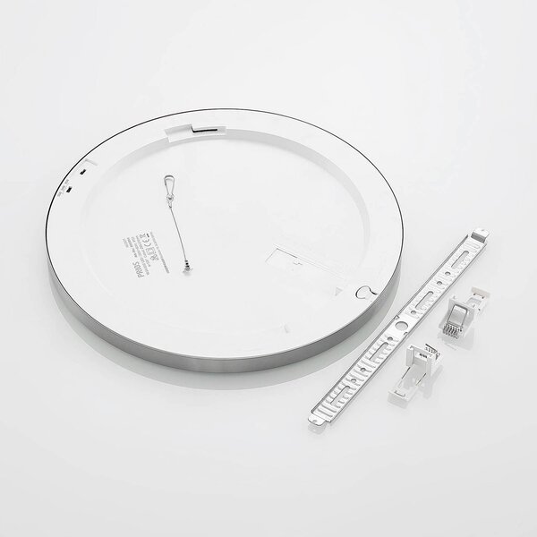 PRIOS Prios LED mennyezeti lámpa Aureka, Ø 33 cm, ezüst, fém, Alu / szürke / cink, Nappali / Étkező, Alumínium, Modern