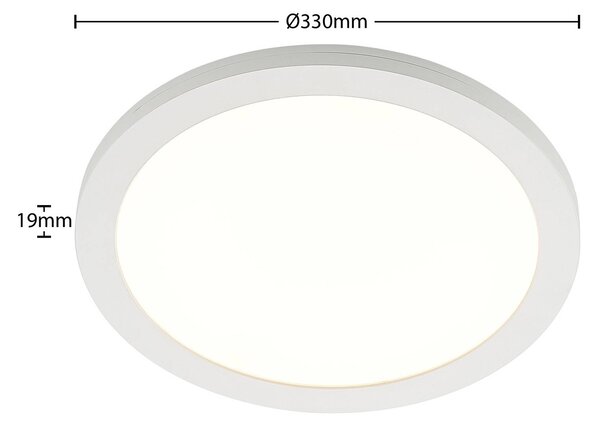 PRIOS Prios LED mennyezeti lámpa Aureka, mozgásérzékelő, Ø 33 cm, fehér, Fehér / opál, Nappali / Étkező, Alumínium, Modern