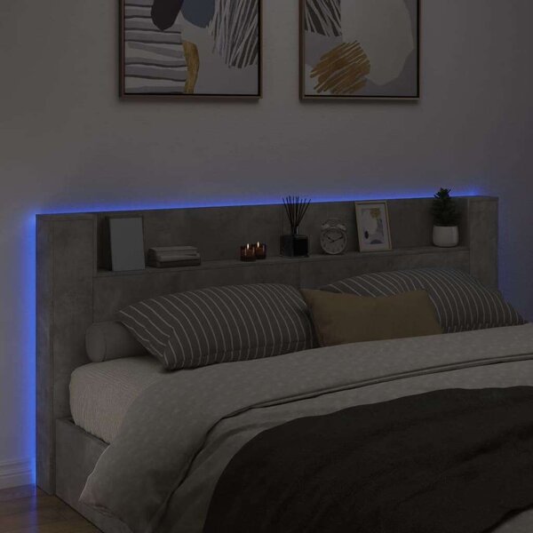VidaXL Áthidalószekrény - LED Világítás - Betonszürke - 220cm