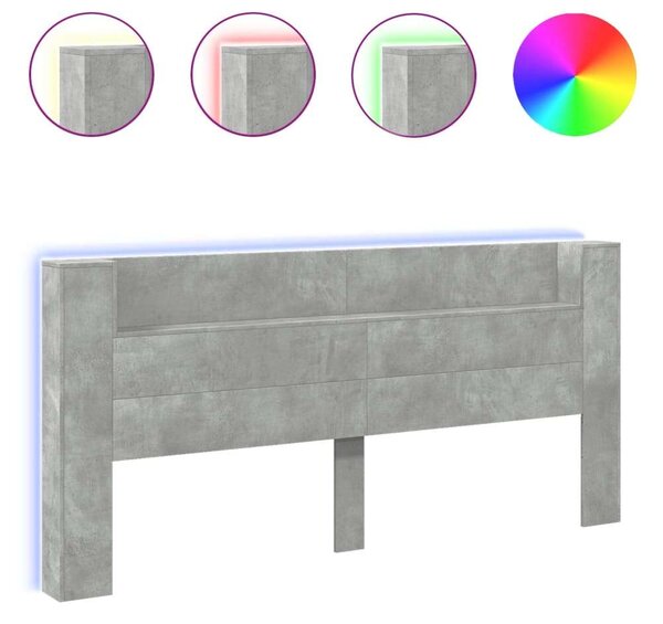 VidaXL Áthidalószekrény - LED Világítás - Betonszürke - 220cm