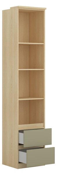 Könyvespolc Nolcala 111, Fiókokkal, Nyitott, Laminált forgácslap, 217x45x43cm, Tölgy, Eukaliptusz