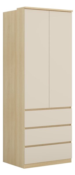 Gardróbszekrény Nolcala 110, Laminált forgácslap, 215x80x60cm, Bézs, Tölgy