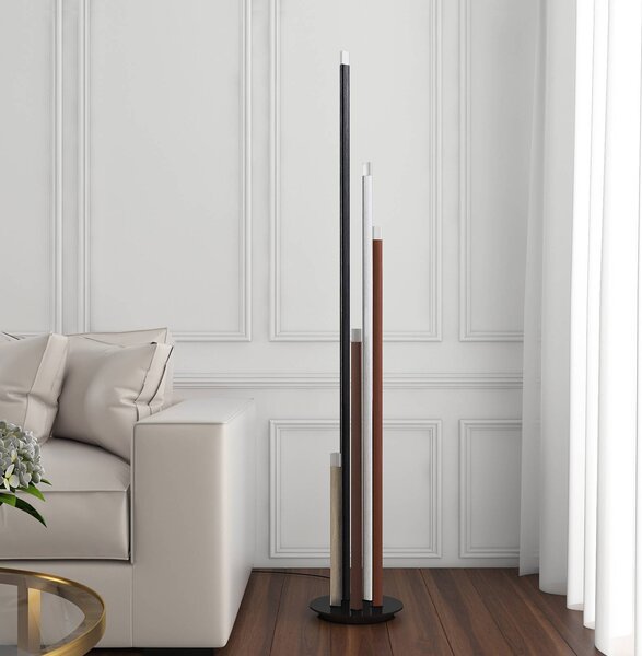 Lucande LED álló világítás Stoika, 150 cm, 5 izzós, fém, dimmelhető, Fekete, Nappali / Étkező, fém, Modern