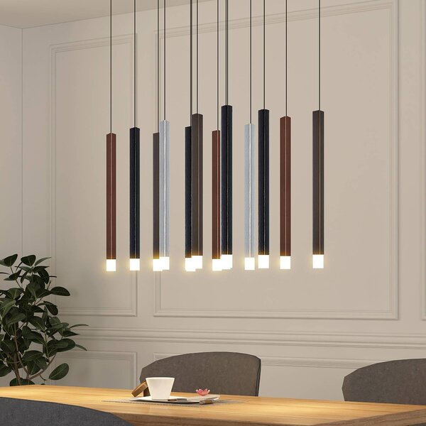 Lucande LED függőlámpa Stoika, 80cm, 16 fényű, szögletes, dimmelhető, Fekete, Nappali / Étkező, Műanyag, Modern