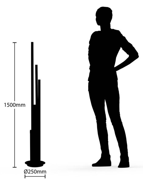 Lucande LED álló világítás Stoika, 150 cm, 5 izzós, fém, dimmelhető, Fekete, Nappali / Étkező, fém, Modern