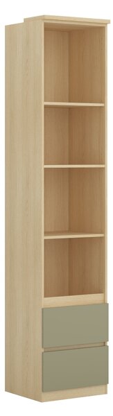 Könyvespolc Nolcala 111, Fiókokkal, Nyitott, Laminált forgácslap, 217x45x43cm, Tölgy, Eukaliptusz