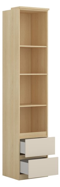 Könyvespolc Nolcala 111, Fiókokkal, Nyitott, Laminált forgácslap, 217x45x43cm, Tölgy, Bézs