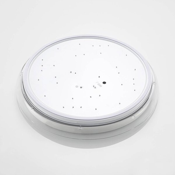 Lindby LED mennyezeti lámpa Sleya Ø 50 cm, fehér, CCT, fényerőszabályzóval, dimmelhető, Fehér / opál, Nappali / Étkező, Modern