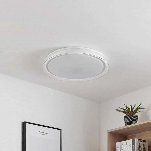 Lindby LED mennyezeti lámpa Sleya Ø 50 cm, fehér, CCT, fényerőszabályzóval, dimmelhető, Fehér / opál, Nappali / Étkező, Modern