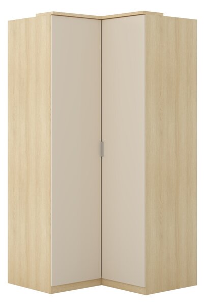Sarokszekrény Nolcala 107, Laminált forgácslap, 217x109x109cm, Bézs, Tölgy