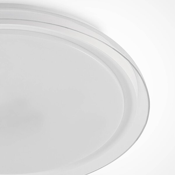 Lindby LED mennyezeti lámpa Sleya Ø 50 cm, fehér, CCT, fényerőszabályzóval, dimmelhető, Fehér / opál, Nappali / Étkező, Modern