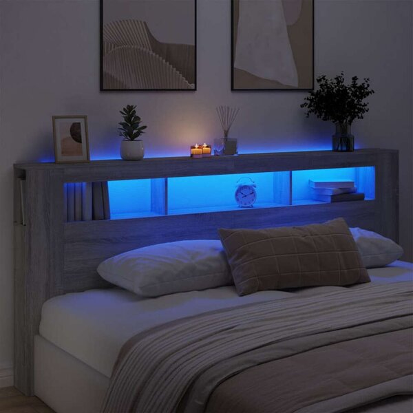 VIDAXL LED Fejtámla - Sonoma Szürke - 220cm