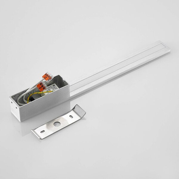 Arcchio LED fali lámpa Ivano, magasság 43 cm, szálcsiszolt alumínium, Alu / szürke / cink, Folyosó, Alumínium, Modern