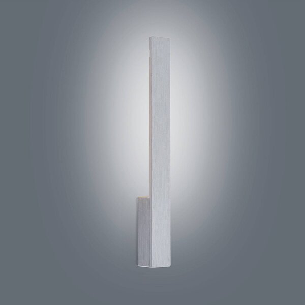 Arcchio LED fali lámpa Ivano, magasság 43 cm, szálcsiszolt alumínium, Alu / szürke / cink, Folyosó, Alumínium, Modern