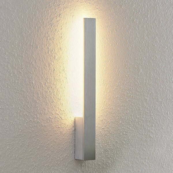 Arcchio LED fali lámpa Ivano, magasság 43 cm, szálcsiszolt alumínium, Alu / szürke / cink, Folyosó, Alumínium, Modern