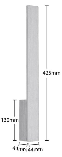 Arcchio LED fali lámpa Ivano, magasság 43 cm, szálcsiszolt alumínium, Alu / szürke / cink, Folyosó, Alumínium, Modern