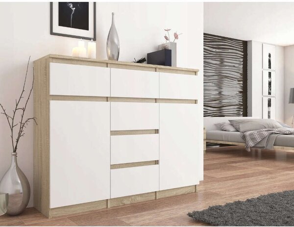 Modern Komód 6 Fiókkal és 2 Ajtóval S62-D sonoma-mix