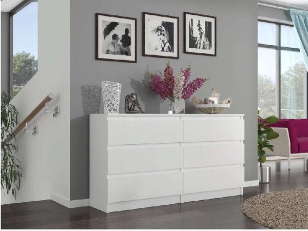 Komód 6 fiókos 140 cm- R140 fehér