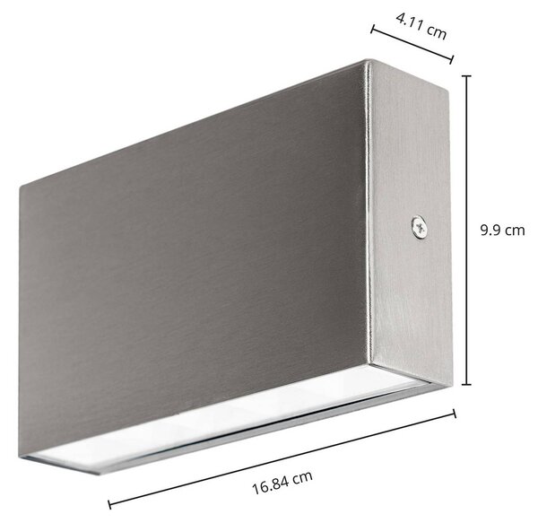 Arcchio Karline LED kültéri falilámpa, 530 lm, rozsdamentes acél, IP65, Alu / szürke / cink, Rozsdamentes acél, Modern