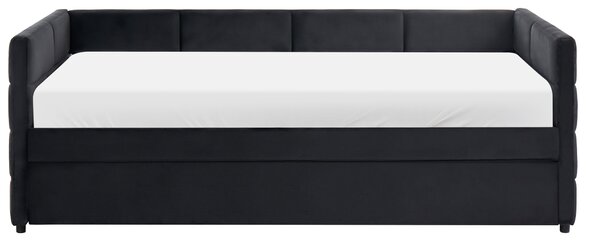Kihúzható heverő Bársony CHAVONNE 90 x 200 cm Fekete