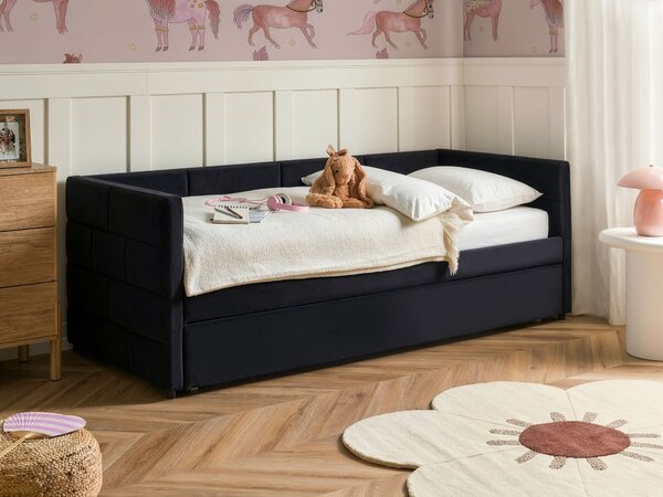 Kihúzható heverő Bársony CHAVONNE 90 x 200 cm Fekete