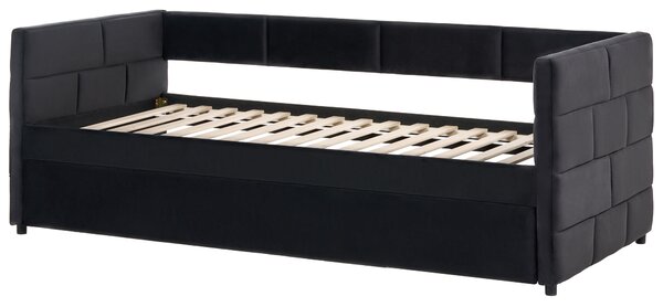 Kihúzható heverő Bársony CHAVONNE 90 x 200 cm Fekete