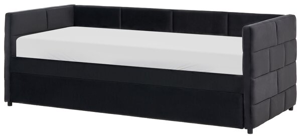 Kihúzható heverő Bársony CHAVONNE 90 x 200 cm Fekete