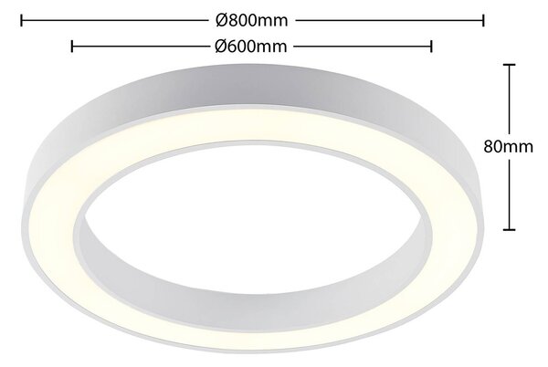 Arcchio Sharelyn LED mennyezeti világítás, 80 cm átmérőjű, fehér, dimmelhető, dimmelhető, Fehér / opál, Konyha, Alumínium, Modern