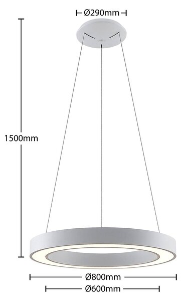 Arcchio Sharelyn LED függő lámpa, 80 cm, dimmelhető, Fehér / opál, Konyha, Alumínium, Modern