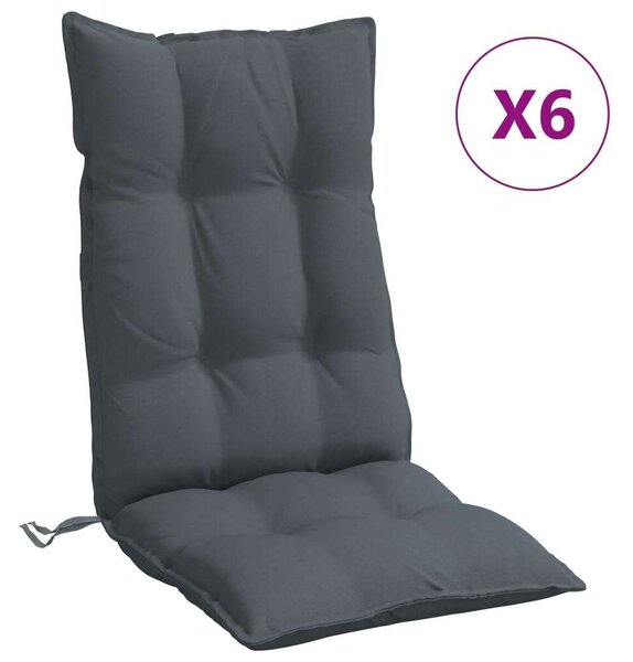 VidaXL Magas Háttámlás Székpárna - 6 db - Antracitszürke