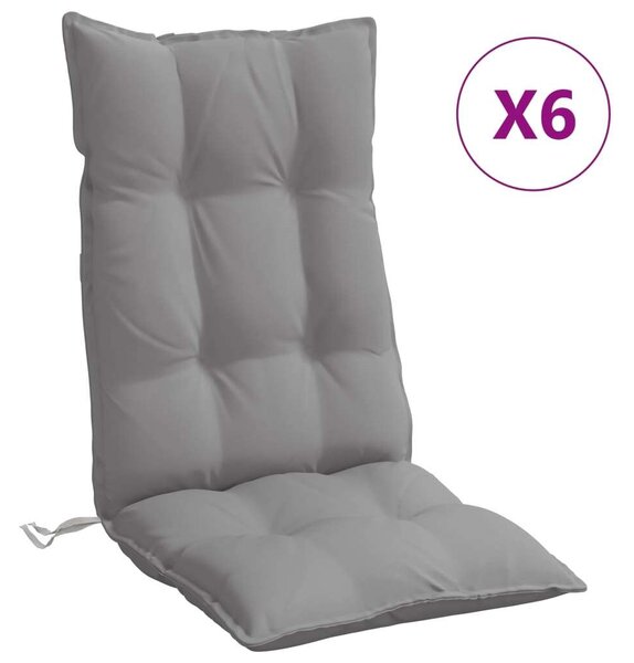 VidaXL Szürke Székpárna - Magas Háttámla - 6 db