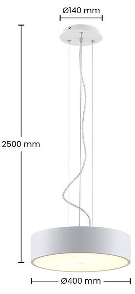 Arcchio LED-es függőlámpa Noabelle, Ø 40 cm, fehér, fém, dimmelhető, Fehér / opál, Konyha, fém, Modern