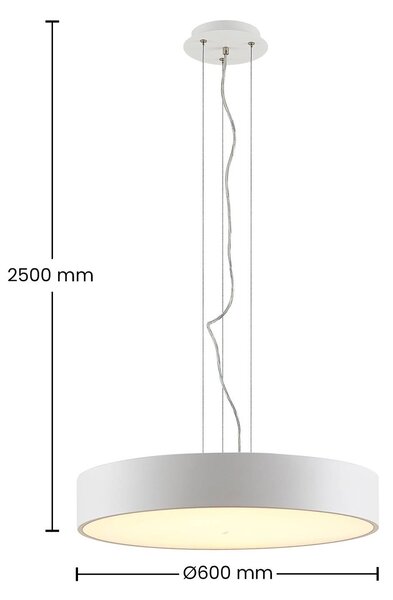 Arcchio LED lógó lámpa Noabelle, Ø 60 cm, fehér, fém, dimmelhető, Fehér / opál, Konyha, fém, Modern
