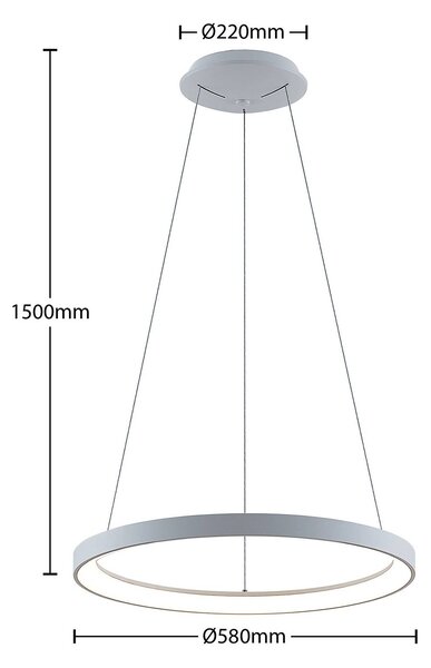 Arcchio LED lógó világítás Vivy, Ø 58 cm, fehér, fém, dimmelhető, Fehér / opál, Konyha, fém, Modern