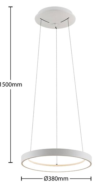 Arcchio LED lógó világítás Vivy, Ø 38 cm, fehér, fém, dimmelhető, Fehér / opál, Konyha, fém, Modern