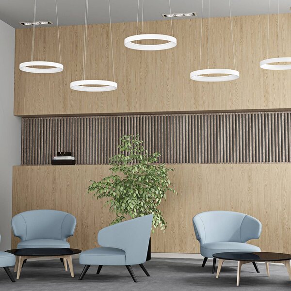 Arcchio LED lógó világítás Vivy, Ø 38 cm, fehér, fém, dimmelhető, Fehér / opál, Konyha, fém, Modern