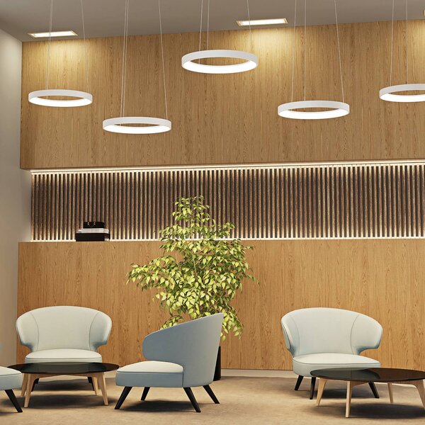 Arcchio LED lógó világítás Vivy, Ø 38 cm, fehér, fém, dimmelhető, Fehér / opál, Konyha, fém, Modern