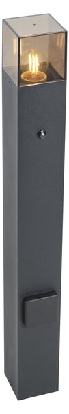 Modern kültéri oszlop lámpa fekete füstüveggel 70 cm alkonyatérzékelővel IP44 - Denmark