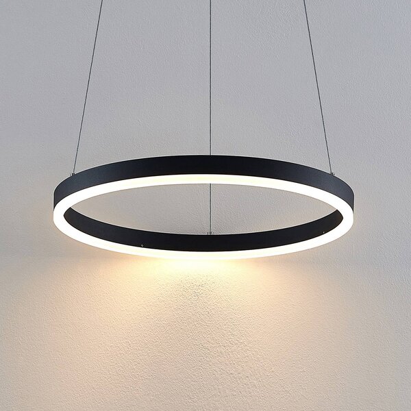 Arcchio Albiona LED lógó világítás, fekete, 1 gyűrű, Ø 40 cm, dimmelhető, Fekete, Konyha, fém, Modern