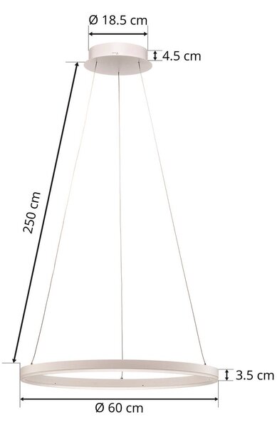 Arcchio Albiona LED lógó világítás, fehér, 1 gyűrű, Ø 60 cm, dimmelhető, Fehér / opál, Konyha, fém, Modern