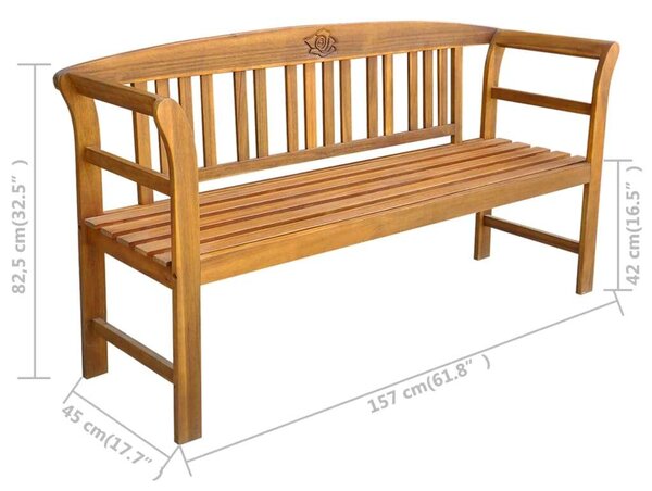Akácfa Kerti Pad - 157 cm - Rózsás Faragással