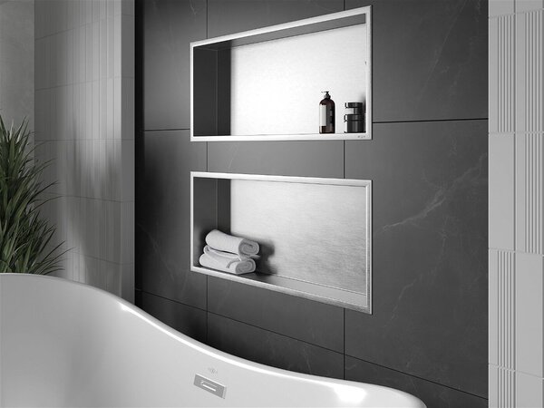Mexen X-Wall-R falba építhetö polc falfülke 75 x 30 cm, inox - 1910753010 Falfülke
