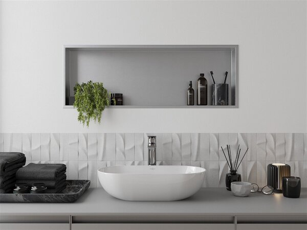 Mexen X-Wall-R falba építhetö polc falfülke 90 x 30 cm, inox - 1910903010 Falfülke