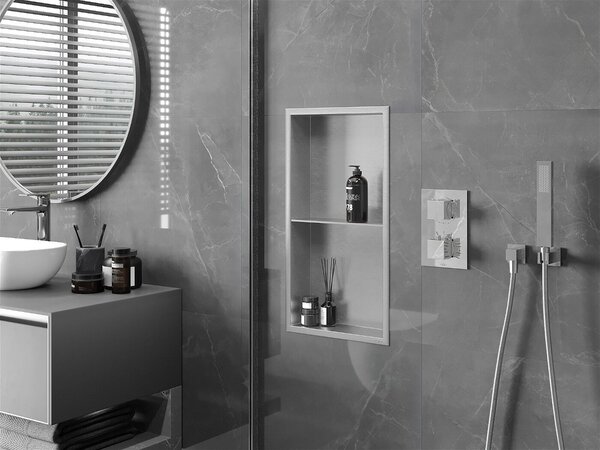 Mexen X-Wall-R falba építhetö polc falfülke polcal 60 x 30 cm, inox - 1910603010S Falfülke
