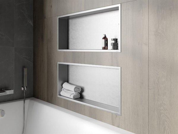 Mexen X-Wall-R falba építhetö polc falfülke 75 x 30 cm, inox - 1910753010 Falfülke
