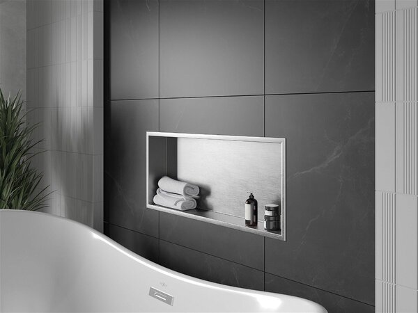 Mexen X-Wall-R falba építhetö polc falfülke 75 x 30 cm, inox - 1910753010 Falfülke