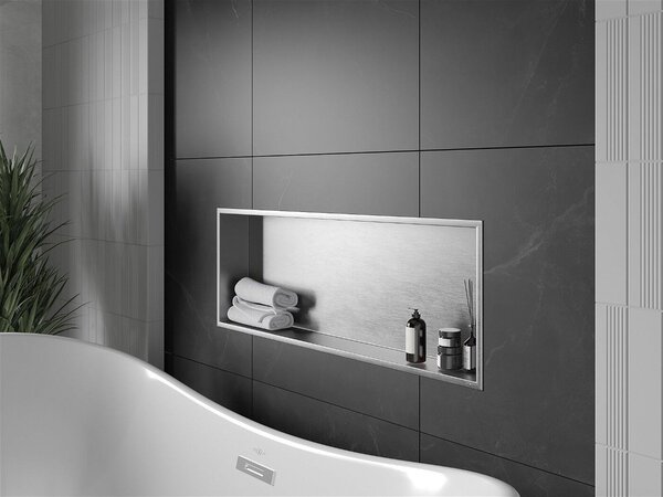 Mexen X-Wall-R falba építhetö polc falfülke 90 x 30 cm, inox - 1910903010 Falfülke
