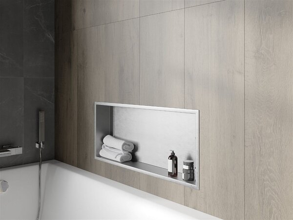 Mexen X-Wall-R falba építhetö polc falfülke 75 x 30 cm, inox - 1910753010 Falfülke