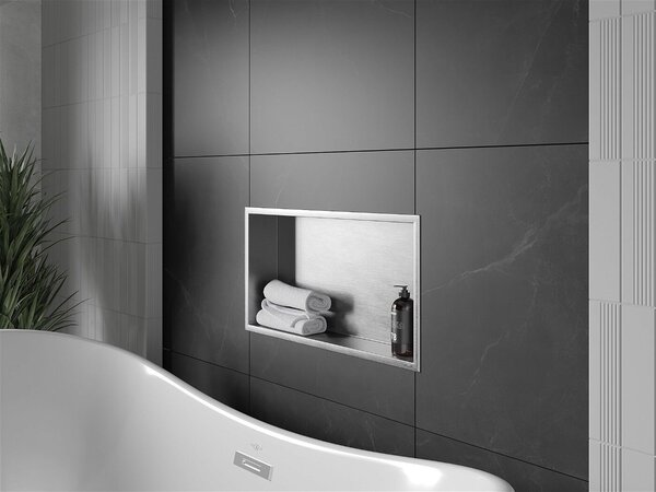 Mexen X-Wall-R falba építhetö polc falfülke 60 x 30 cm, inox - 1910603010 Falfülke
