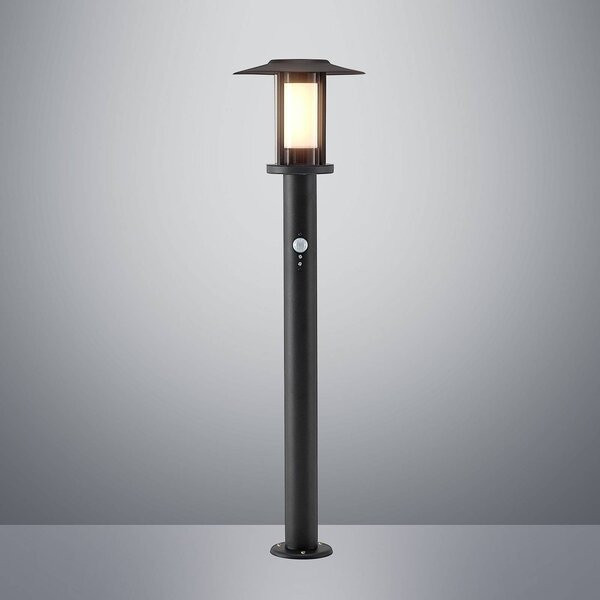 Lindby Gregory LED fali lámpa, 76cm, érzékelő, sötétszürke, IP44, Fekete, Rozsdamentes acél, Modern